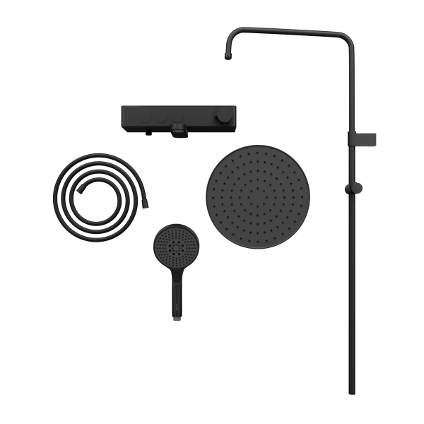 Душевая система VitrA Core Round A4730936EXP с термостатическим смесителем и ручным душем матовая черная