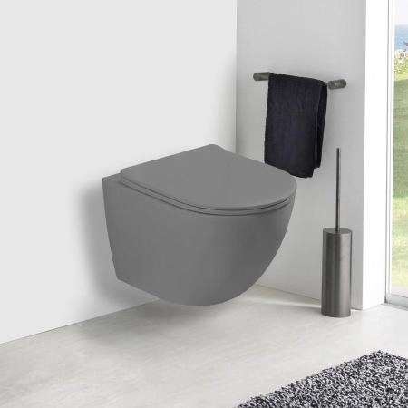 Унитаз подвесной Vincea Globo VT1-14SMG безободковый, цвет матовый серый, ультратонкое сиденье soft-close