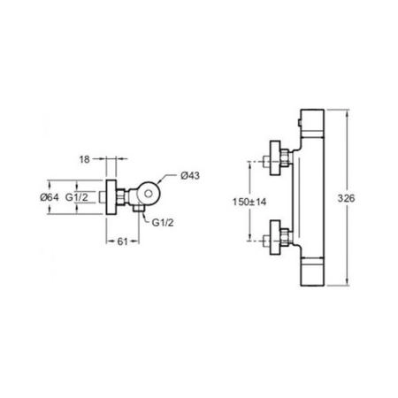 Смеситель Jacob Delafon EDGAR E29846-CP для душа термостат хром