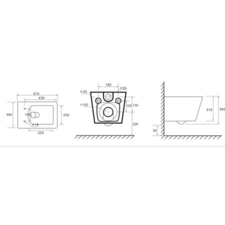 TECEspring S Комплект: Унитаз подвесной Regular, безободковый, смыв Torando flush, сиденье Slim с микролифтом и быстрым снятием, цвет: белый