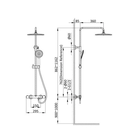 Душевая стойка Vincea Esse VSFS-1E0TCH термостатическая, хром