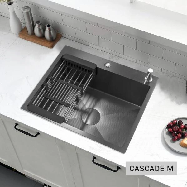 Мойка кухонная Esbano CASCADE-M 600х500х230 оружейная сталь PVD покрытие