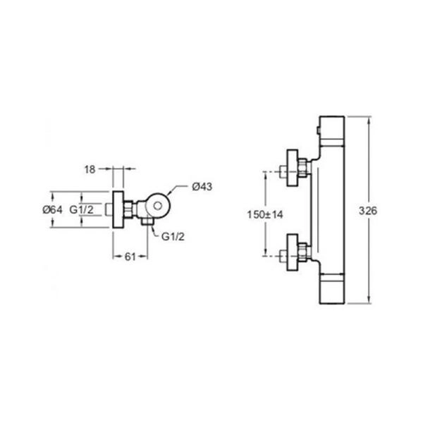 Смеситель Jacob Delafon EDGAR E29846-CP для душа термостат хром