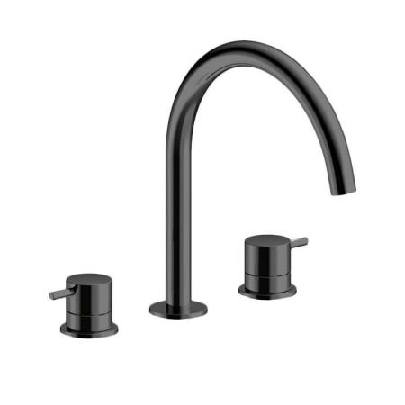 Almar Mixers Смеситель для раковины, 3 отв., без донного клапана, цвет: черный металл брашированный PVD