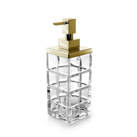 3SC Palace дозатор 75x75x230h мм, настольный, прозрачный хрусталь, цвет Polished Gold 24Kt