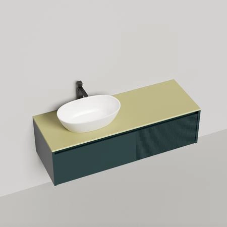 Salini Domino Тумба со столешницей и накладной раковиной, 140х50х40см., из S-Stone в сборе, крепеж; сифон; фасад: эмаль Ral6004, столешница: Ral1000