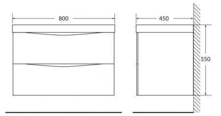 Тумба под раковину Belbagno MARINO Bianco Lucido подвесная 800x450x500 MARINO-800-2C-SO-BL-P