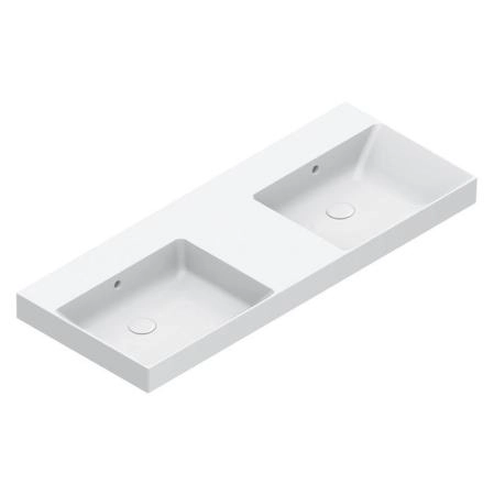 Catalano Zero Раковина 125x50см двойная, без отв., цвет: белый глянцевый