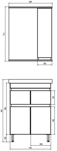Тумба ASB-Mebel Марко 60-2.2 напольная белый/дуб золотой