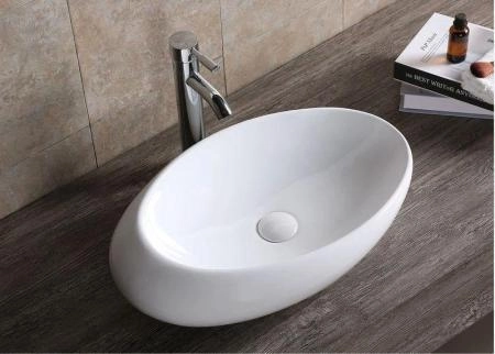 Раковина Cerutti SPA CR0058B накладная, белая, смещенный овал 580х370х140