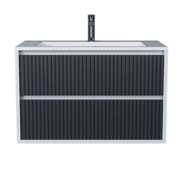 Тумба под раковину для ванной Uperwood Next Premium подвесная, 100 см, белая/графит, 2 ящика