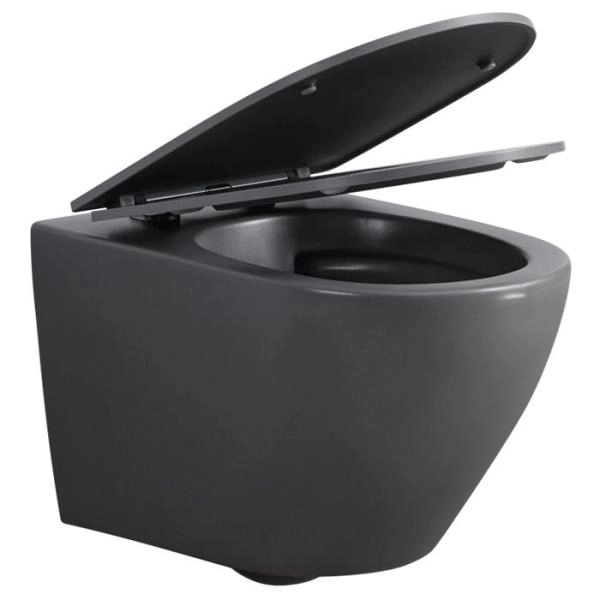 Унитаз ABBER BEQUEM AC1101MG подвесной серый матовый, безободковый