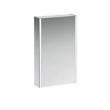 Laufen Frame 25 Зеркальный шка 45x15x75см., алюминий, 1 дверца с зеркалом с 2х сторон, SX, сенс. выкл., 2 розетки, 2 верт-х эл-та LED-подсветки (регул-ая яркость), с окружающим освещением (внизу), цвет: белый