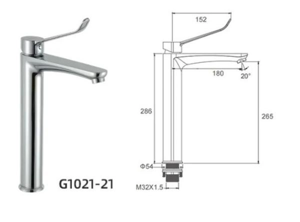 Смеситель Gappo G1021-21 для раковины высокий хром