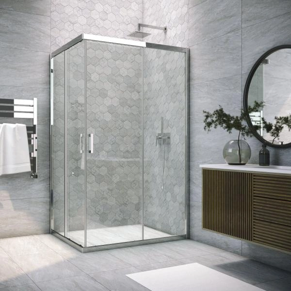 Душевой уголок Vegas-glass ZA-F TUR NOVO 120*100 08 01, профиль глянцевый хром, стекло прозрачное