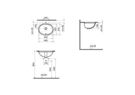 Раковина VitrA Arkitekt 6039B003-0012 встраиваемая