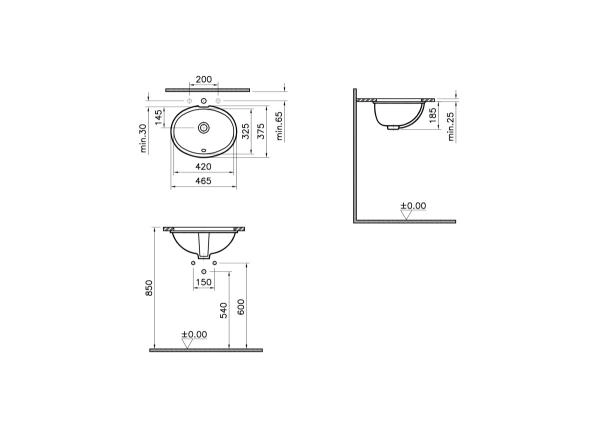 Раковина VitrA Arkitekt 6039B003-0012 встраиваемая