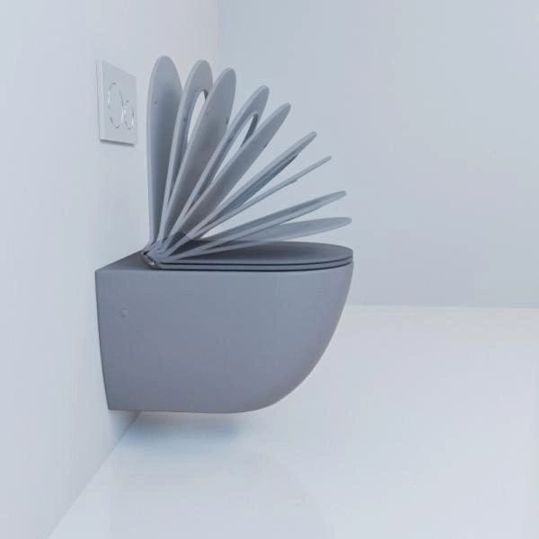 Унитаз ESBANO GARCIA Серый матовый Matt Grey безободковый подвесной 550x370x370