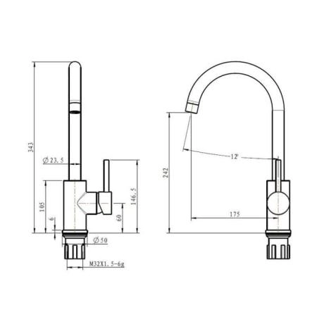 Смеситель ESKO K4 для кухни, нержавеющая сталь