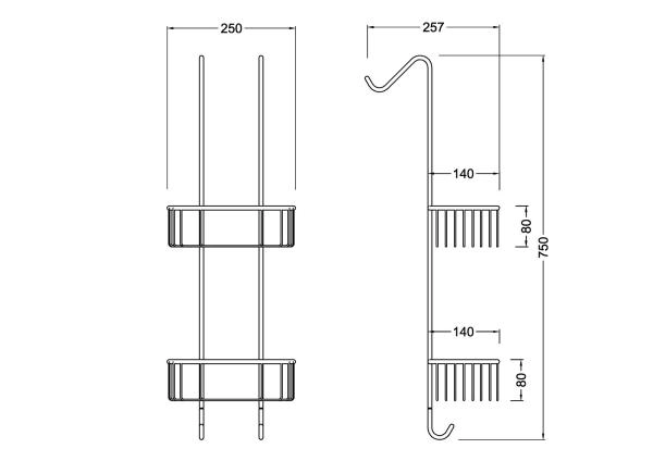 Полка двойная с крючками Timo Nelson (150084/00) хром