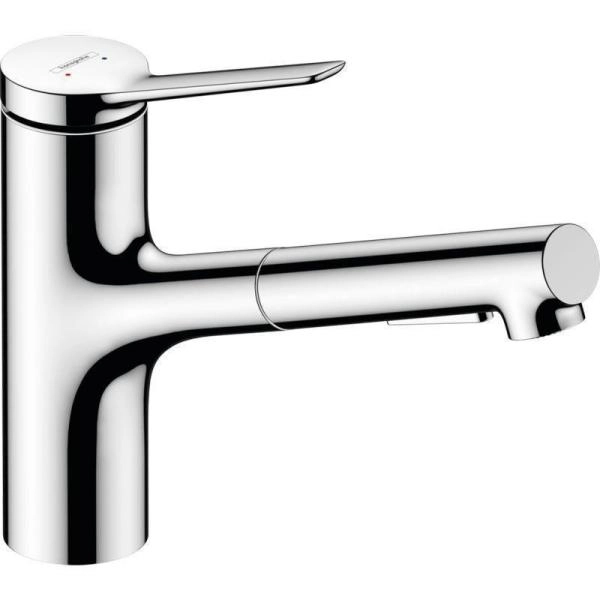 Смеситель Hansgrohe 74803000 Zesis для кухни 146 мм, выдвижной излив, 2 реж., sBox Lite хром