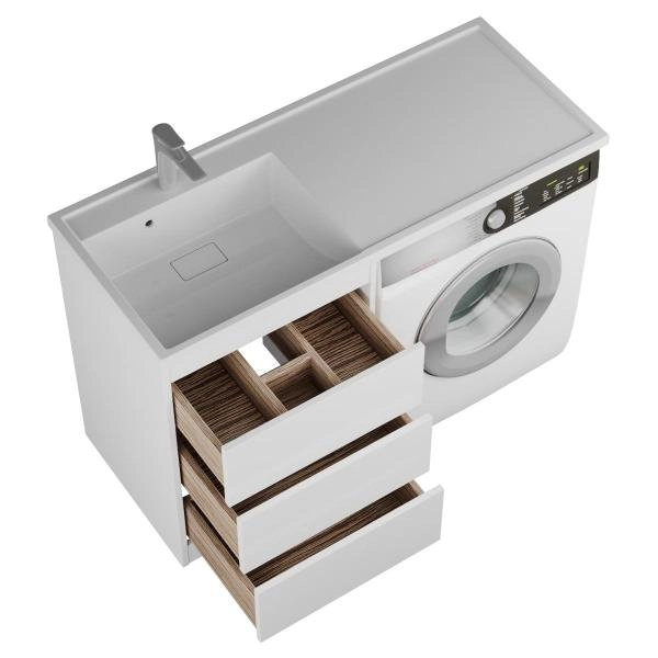 Тумба Veneciana Nera 55 под умыв-к "Magenta 1200" R/L и стир.машин.,с 3-мя ящиками белая