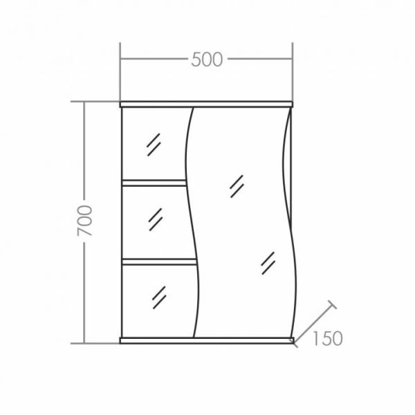 Зеркальный шкаф СаНта Волна 50 правый 101006