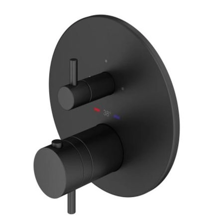 Plumberia Selection PSBOX Смеситель для душа, встраиваемый, термостатический, на 3 выхода, цвет: черный матовый
