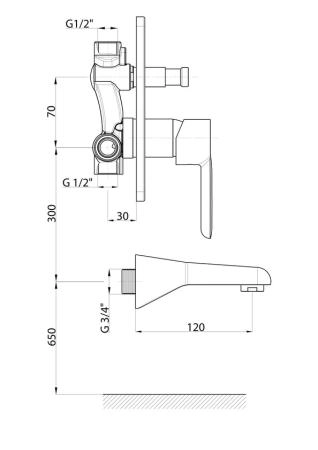 Смеситель для душа GPD FELIS MAB75 хром