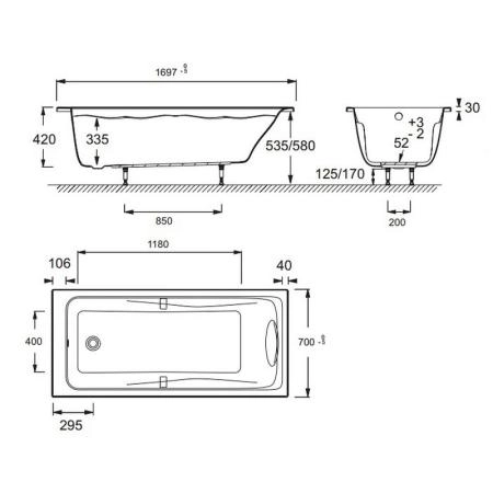 Ванна Jacob Delafon ODEON UP E6080RU-00 170x70 см
