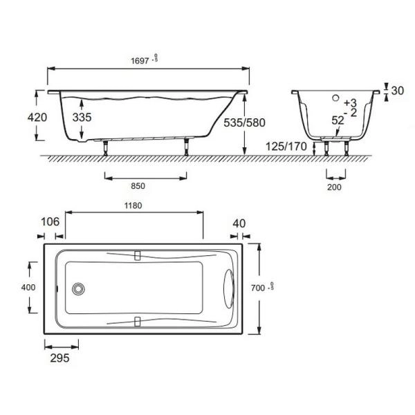 Ванна Jacob Delafon ODEON UP E6080RU-00 170x70 см