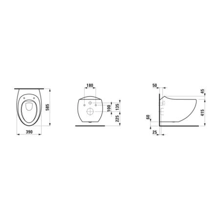 Laufen Alessi One Унитаз 58.5х39х35.5см., подвесной, безободковый, LCC, цвет: кофе матовый