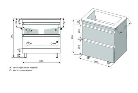 Тумба напольная Style Line Атлантика 60, Люкс старое дерево, PLUS