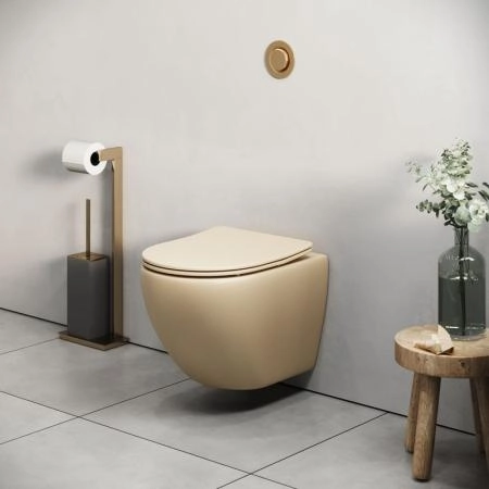 Унитаз Grossman GR-4455BEMS Color (485*360*375) БЕЖЕВЫЙ МАТОВЫЙ подвесной Безободковый с тонкой крышкой
