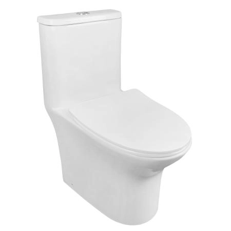 Унитаз моноблок AZARIO Sente 375х665x785 напольный, безободковый, , сиденье дюропласт микролифт (AZ-8614)