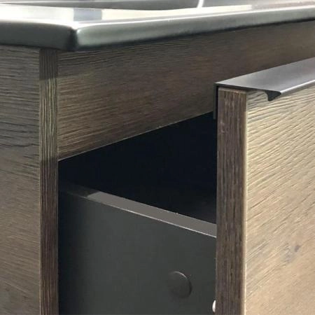 Тумба с черной раковиной Comforty Франкфурт-90 дуб шоколадно-коричневый