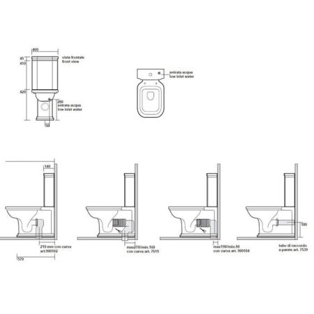 Kerasan Waldorf Унитаз-моноблок 68х40см, цвет: белый/хром