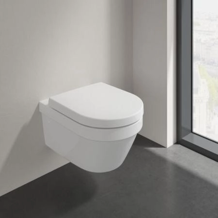 Villeroy&Boch Architectura Унитаз подвесной 37x53см, безободковый, сиденье микролифт, CeramicPlus, цвет: альпийский белый