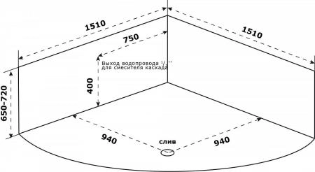 Ванна акриловая Azario Азура 150х150 угловая АЗВ0001