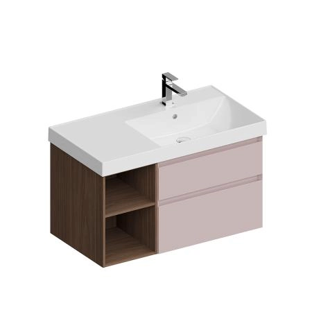 Тумба Kerama Marazzi CUBO КУБО CUB.90.2Rh\MAL.N правая подвесная с ящиками 90, мальва матовая-древесная