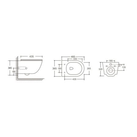 Унитаз подвесной CeruttiSPA ОРЛТЕР (ORLTER) Aria MBF CT10017 безободковый (485х360х360) черный матовый