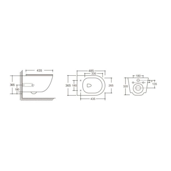 Унитаз подвесной CeruttiSPA ОРЛТЕР (ORLTER) Aria MBF CT10017 безободковый (485х360х360) черный матовый