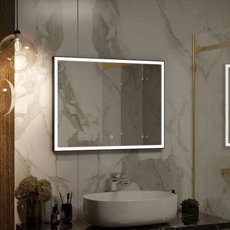 Зеркало Континент Frame black standart 800x600 ЗЛП183 с подсветкой