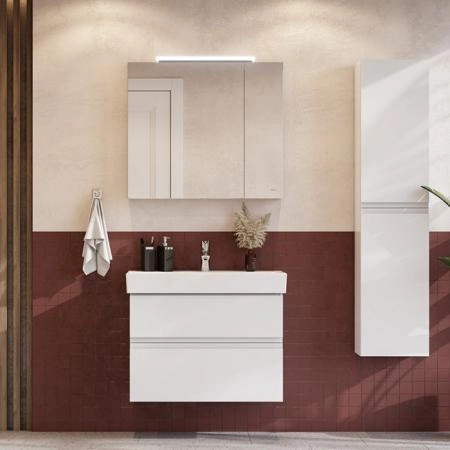Roca Oleta Зеркальный шкаф 80х70см, c LED-светильником, цвет: белый