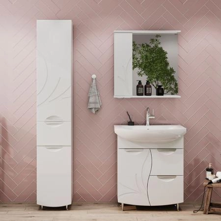 Зеркало-шкаф Volna Adel 70 левый белый глянец