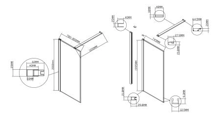 Душевая перегородка Vincea Walk-In VSW-1HS800CL, 800*2000, хром, стекло прозрачное