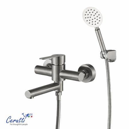 Смеситель для ванны Ceruttispa Овидио VBN (OVIDIO VBN) из нержавеющей стали, цвет матовый никель