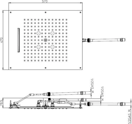 Верхний душ Bossini Dream H38930.030 570x470 мм, 3 режима, хром