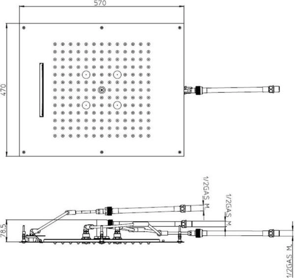 Верхний душ Bossini Dream H38930.030 570x470 мм, 3 режима, хром