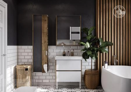 Тумба под раковину AQUATON Сканди 70 белая, дуб рустикальный 1A251801SDZ90